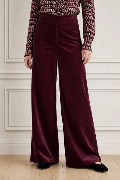 Aspiga Ladies Sustainable Wide Leg Stretch Corduroy Cotton Trousers Burgundy Autumn Winter Ocassion