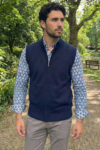 Aspiga Men's Sustainable Knitted Merino Wool Gilet Green Wine | Xl - (uk 16/us 12/eu 44) In Blue