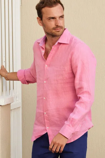 Aspiga Men's Sustainable Premium Linen Premium Linen Shirt Summer Holiday Pink | Xxl