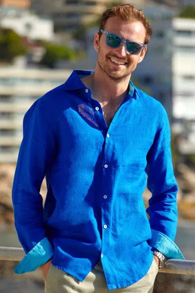 Aspiga Men's Sustainable Premium Linen Shirt In Blue