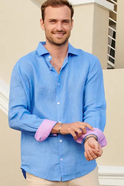Aspiga Men's Sustainable Premium Linen Shirt Summer Holiday Marina Blue | Xxl