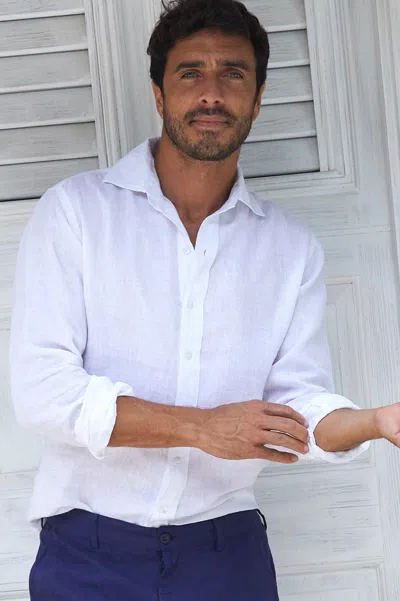 Aspiga Men's Sustainable Premium Linen Shirt White Summer Holiday | L