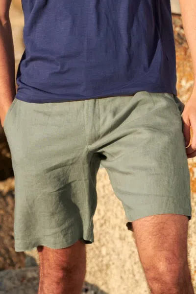 Aspiga Men's Sustainable Premium Linen Shorts Summer Holiday Khaki | Xxl In Green