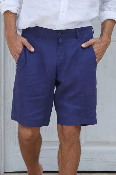 Aspiga Men's Sustainable Premium Linen Shorts Summer Holiday Navy | Xl In Blue