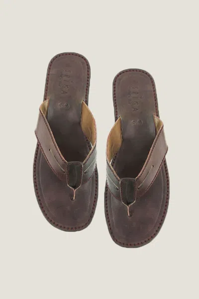Aspiga Mens Sustainable Leather Handmade Sandals Brown | 46