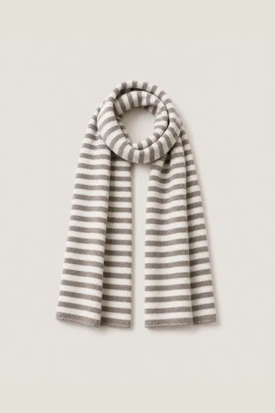 Aspiga , Merino Wool Stripe Scarf Taupe Cream, Luxury Winter Scarf In Multi