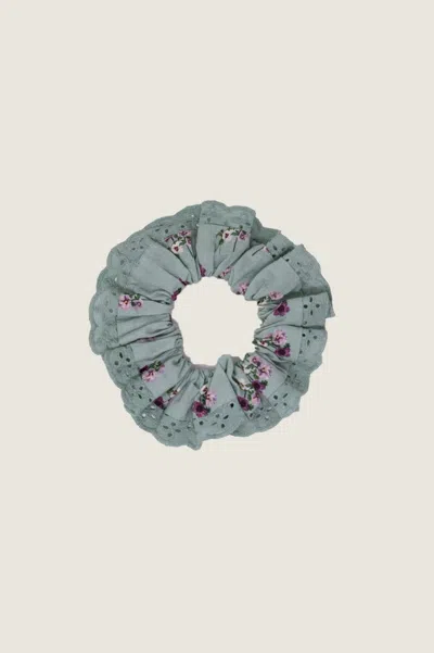 Aspiga Rhs Ethical Lace Trim Scrunchie Sustainable Hair Accessory Multi Sage In Green