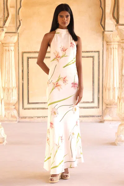 Aspiga Rhs New Halter Neck Dress Cream In Neutral