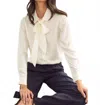 Aspiga Satin Bow Blouse In Ivory In White