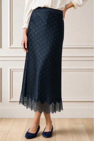 Aspiga Satin Jacquard Spot Slip Skirt In Green