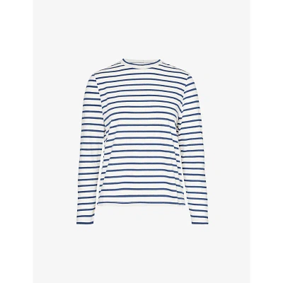 Aspiga Striped Long-sleeved Cotton-jersey T-shirt In Ivory/navy