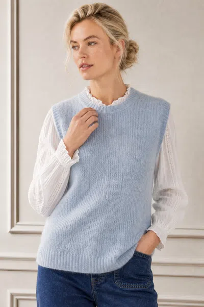 Aspiga , Sustainable Alpaca Blend Knitted Short Tank, Ice Blue, Autumn Layering