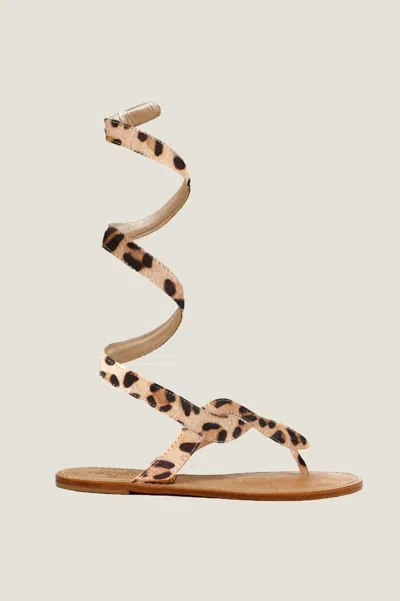 Aspiga Sustainable Ankle Tie Cobra Sandals Leather Leopard | 41 In Animal Print