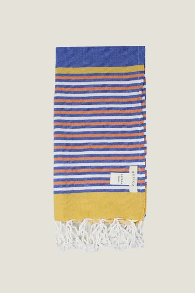Aspiga Sustainable Handmade Kenyan Kikoy Towel Cotton Pink White Summer Holiday Gifting | One Size Size In Blue