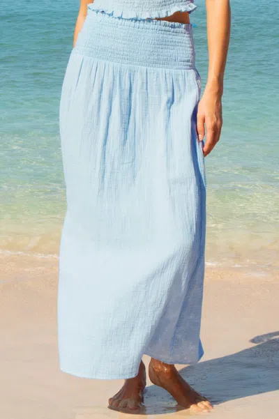 Aspiga Sustainable Ladies Brady Organic Cotton Cheesecloth Sky Blue Beach Summer Co-ord Skirt