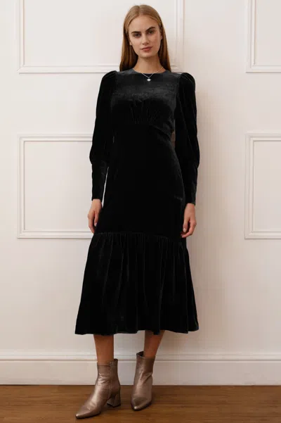 Aspiga Sustainable Ladies Luxurious Esmee Velvet Dress Black Winter Wedding | L/14 - (uk 14/us 10/eu 42) | 