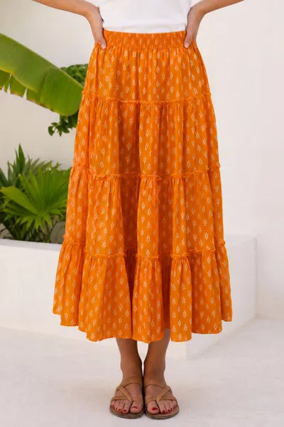 Aspiga , Sustainable Ladies One Size Size Organic Cotton Skirt Orange White In Yellow