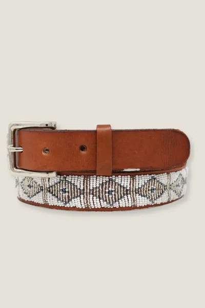 Aspiga Sustainable Leather Glass Beads Handmade Kenyan Maasai Belt In Brown