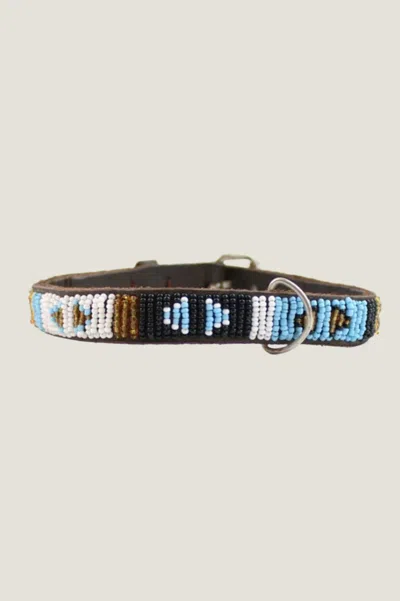 Aspiga Sustainable Maasai Dog Collar Leather Turquoise Blue | Xl/16 - (uk 16/us 12/eu 44) In Orange