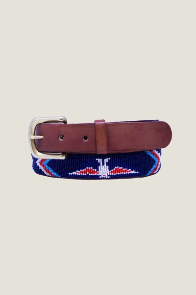 Aspiga Sustainable Mens Arrow Belt Navy Blue Red