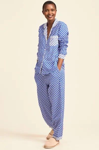 Aspiga Sustainable Organic Cotton Printed Pyjama Set Leaf Blue White Shirt Top Long Trousers | Xxl/18 - (uk