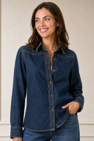 Aspiga Sustainable Women's Western Denim Blouse Indigo Autumn Workwear