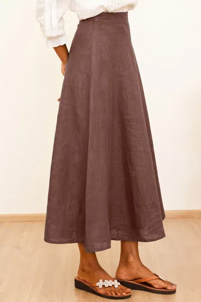 Aspiga Sustainable Womens A-line Skirt Summer Holiday 100% Linen Skirt Chocolate | M/12 - (uk 12/us 8/eu 40 In Brown