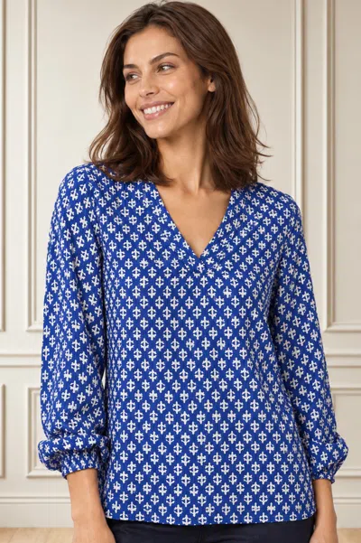 Aspiga Sustainable Womens Clea Crinkle Blue And White Blouse 100% Viscose