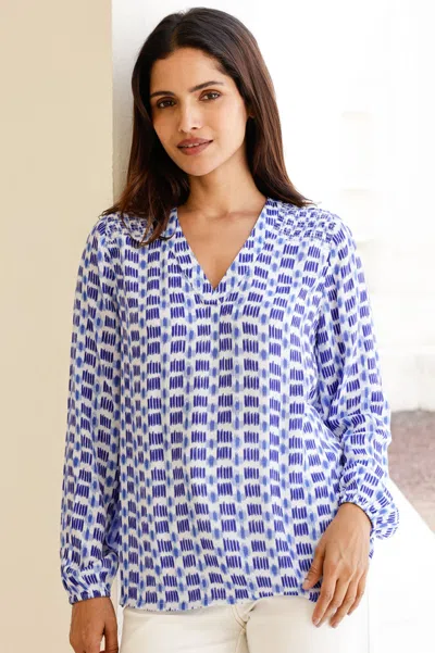 Aspiga Sustainable Womens Clea Crinkle Blue Blouse Summer 100% Viscose | L/14 - (uk 14/us 10/eu 42)