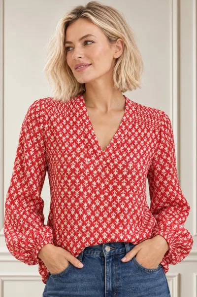 Aspiga Sustainable Womens Clea Crinkle Pink And White Blouse 100% Viscose In Red