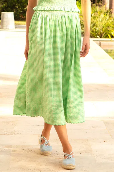 Aspiga Sustainable Womens Cleo Seersucker Smocked Midi Skirt Summer Holiday 100% Cotton Cotton In Multi