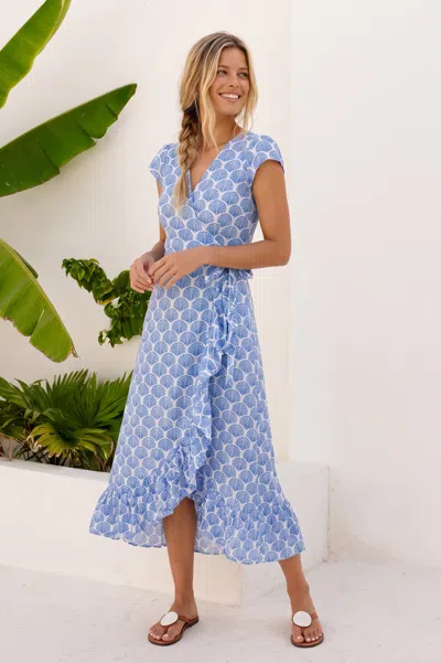 Aspiga Sustainable Womens Demi Wrap Dress Marina Blue Summer Holiday