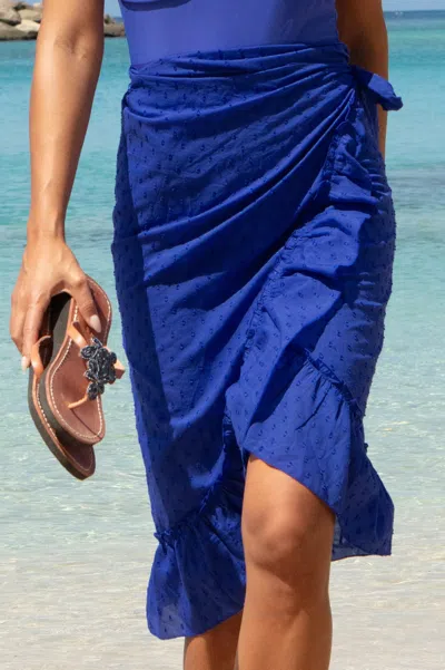 Aspiga Sustainable Womens Dobby Wrap Sarong Summer Holiday Beach Cover Up 100% Organic Cotton In Blue