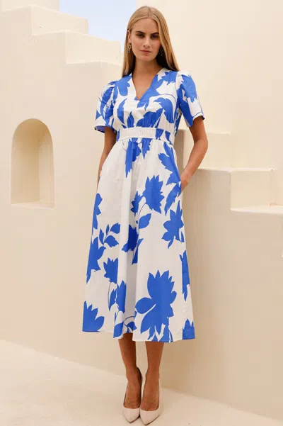 Aspiga Sustainable Womens Elsa Dress Wedding Guest Occasion 100% Cotton Blue | L/14 - (uk 14/us 10/eu 42) |