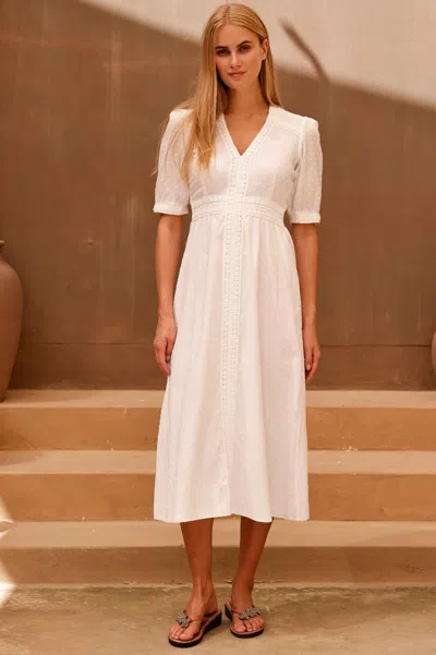 Aspiga Sustainable Womens Iris Dobby Dress Summer Holiday 100% Organic Cotton White | Xl/16 - (uk 16/us 12/