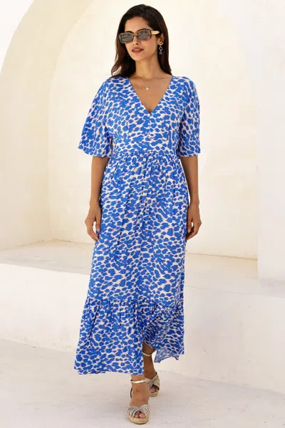 Aspiga Sustainable Womens Lena Dress Summer Holiday Ecovero Viscose White Blue | Xxl/18 - (uk 18/us 14/eu 4