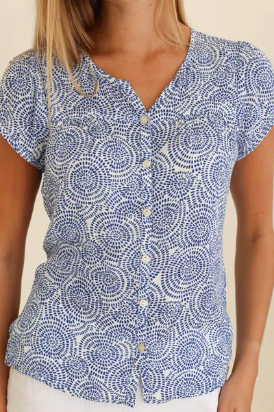Aspiga Sustainable Womens Lisbon Crinkle Blouse Summer Holiday 100% Viscose | Xl/16 - (uk 16/us 12/eu 44) In Blue