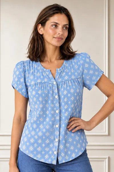 Aspiga Sustainable Womens Lisbon Crinkle Blouse Summer Holiday Viscose In Blue
