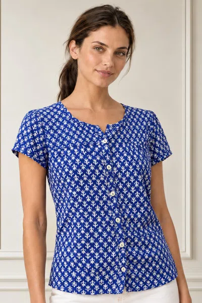 Aspiga Sustainable Womens Lisbon Crinkle Blouse Summer Holiday Viscose In Blue