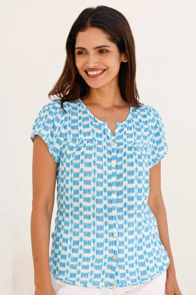 Aspiga Sustainable Womens Lisbon Crinkle Blouse Summer Holiday Viscose | Xxl/18 - (uk 18/us 14/eu 46) In Blue