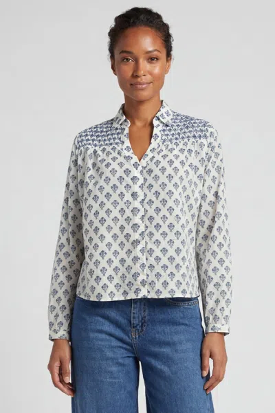 Aspiga Sustainable Womens Livi Blouse Summer Holiday 100% Organic Cotton Cream Blue In Black