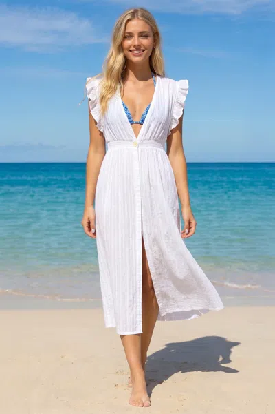 Aspiga Sustainable Womens Lou Wrap Kaftan Summer Holiday Beach Cover Up White