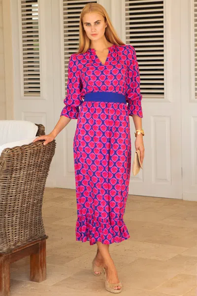 Aspiga Sustainable Womens Maeve Dress Summer Holiday Ecovero Viscose Blue Pink | Xxl/18 - (uk 18/us 14/eu 4