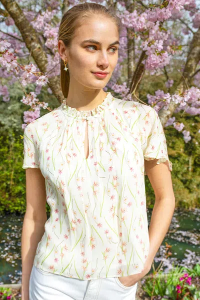Aspiga Sustainable Womens Rhs Caped Sleeve Blouse Summer Holiday Cream In Multi