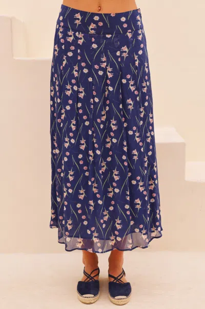 Aspiga Sustainable Womens Rhs Mira Chiffon Navy Skirt Summer Holiday In Blue
