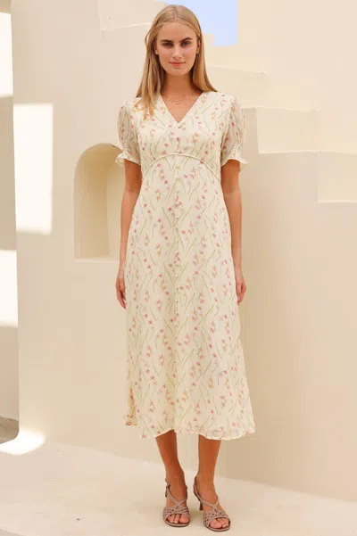 Aspiga Sustainable Womens Rhs Sally Anne Sleeve Cream Dress Summer Holiday In Neutral