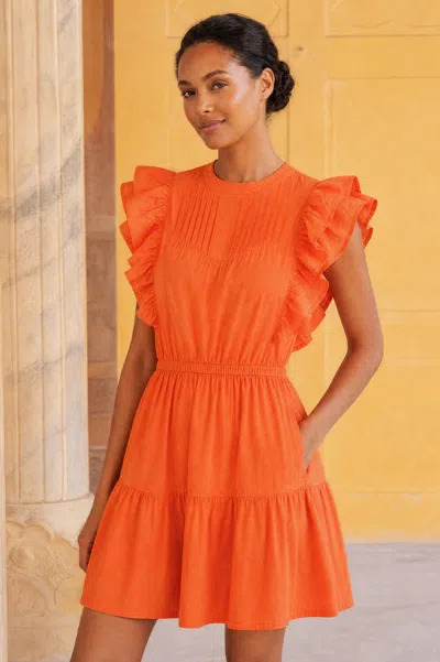 Aspiga Sustainable Womens Rose Frill Mini Dress Summer Holiday Orange