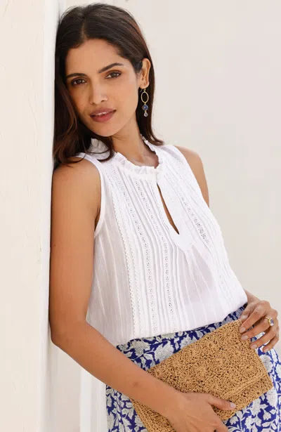 Aspiga Sustainable Womens Sleeveless Vienna Blouse Summer Holiday 100% Cotton White