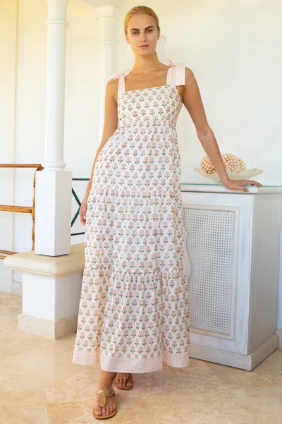 Aspiga Sustainable Womens Tabitha Dress Summer Holiday Occasion 100% Organic Cotton White Coral