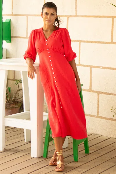 Aspiga Sustainable Womens Tessa Cheesecloth 3/4 Sleeve Dress Summer Holiday 100% Organic Cotton Dres In Multi
